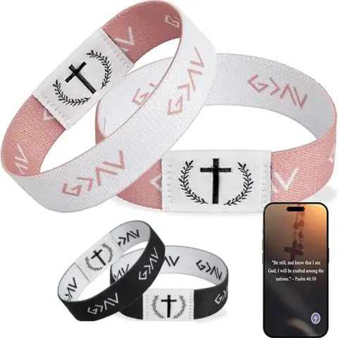 Koepovk Women's Scripture Bracelet - 7.5" Size, Waterproof Durable Fabric Band, NFC-Enabled Phone-Compatible Reversible Personalized Quote Jewelry, Everyday Wear, Rain? No Worries, Gifts & Accessories for Women, Back to School Haul