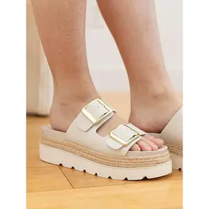 Comfortable Raffia Platform Wedges Sandals