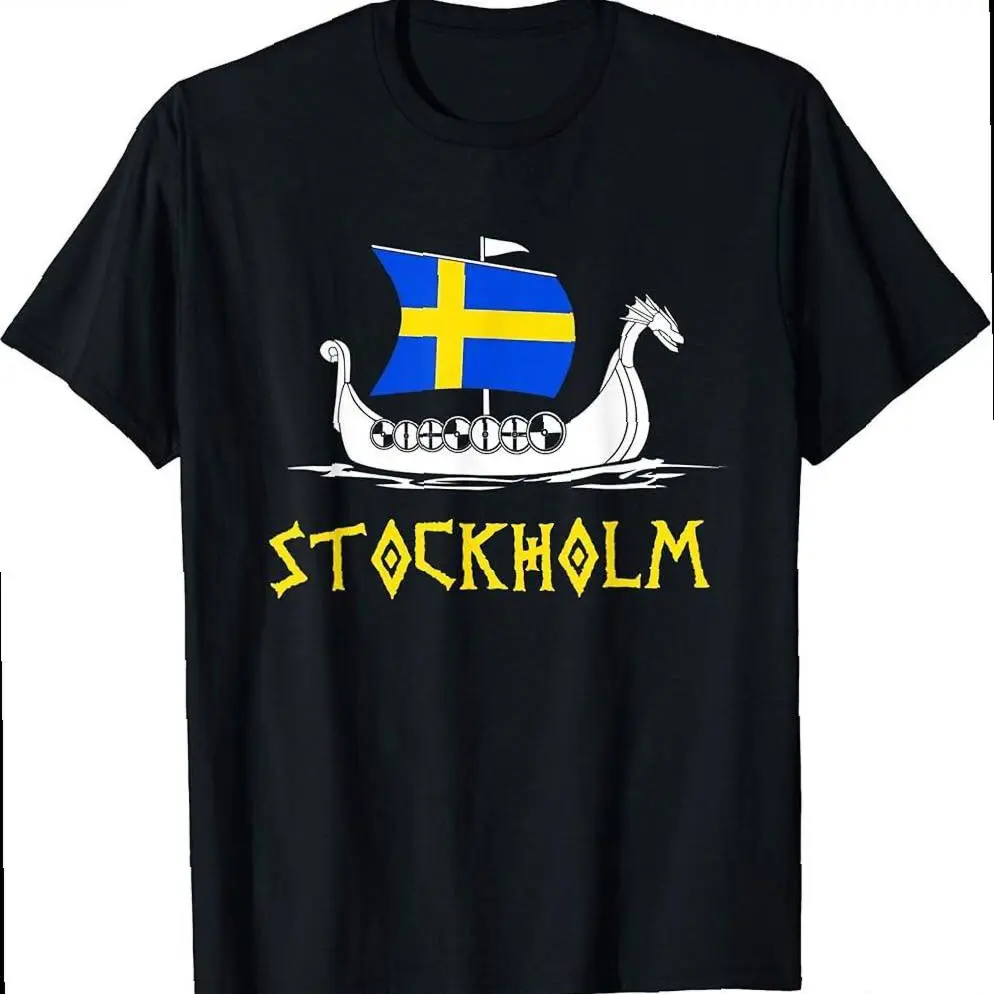 Boat Swedish Flag Sweden Viking Ship Stockholm T-shirt