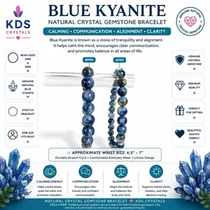 Blue Kyanite Natural Crystal Gemstone Bracelet 6mm 8mm Genuine Stretch Beaded Bracelet