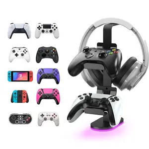 Controller Stand&Headset Holder for Xbox Controllers, PS5 Controllers, PS4 Controllers, Nintendo Switch Controllers, RGB Desk Mounts for 2 Controllers