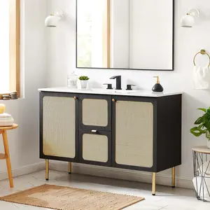 Chaucer 48" Single Sink Bathroom Vanity in Black White