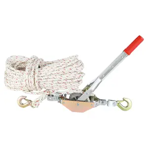 VEVOR Rope Puller, TikTokShopBlackFriday, 3/4 Ton (1,653 lbs) Pulling Capacity, with 100' of 0.6" dia. Rope, 2 Hook, Come Along Winch, Heavy Duty Ratchet Power Puller Tool for Moving Boats, Securing Items, Transporting Logs