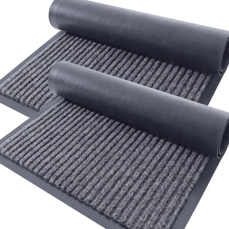 Front Door Mat Indoor Outdoor Entrance, Inside Entrance Doormat, Waterproof Heavy Duty Doormat, Fade Resistant, Low Profile, Easy Clean Patio Porch Welcome Floor Mats for Entry, Grey, Durable Decorative Mat