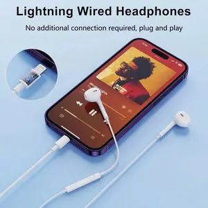 Wired Headphones with Noise Cancelling, Compatible with iPhone Android Pixel, Includes Mic and Volume Control, 3.5mm Lightning Type-C Plug