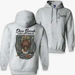 Dive Bomb Inspired Waterfowl Duck Hunting Hoodie Retriever Dog & Mallard Graphic Sweatshirt – For Outdoorsmen | Gift for Men, Hunting Fans