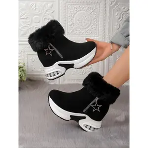 Women's Fashion Leopard Print Boots, British Style Short Ankle Boots, Pull On Boots, Waterproof Thick Sole Shoes for Fall & Winter(Sheets)