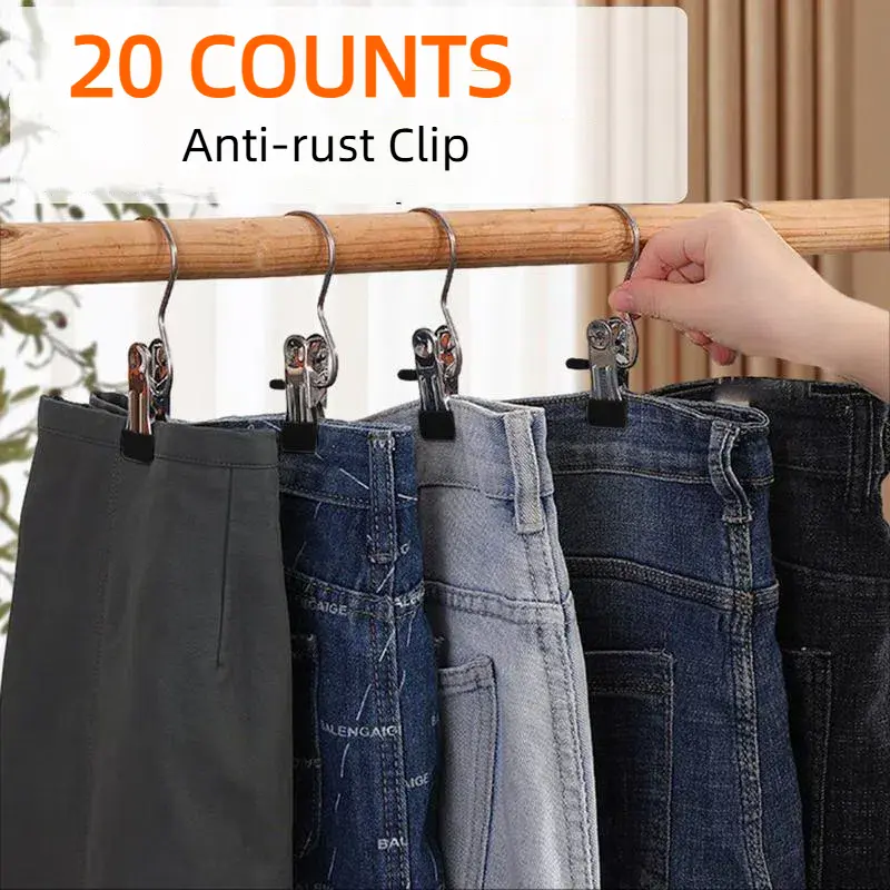 20 Counts Boot Hangers for Closet, Premium Anti-Rust Metal Hanging Hook Clips, Multi Function Clips for Home and Travel, Clothespins Clip Hangers for Pants Hats Socks Gloves Towels
