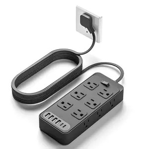 18-in-1 Power Strip Surge Protector with 12 AC Outlets, 4 USB Ports & 2 USB-C Ports — 5ft Heavy Duty Extension Cord, Wall Mountable, Overload Protection — Home, Office & Desk Use