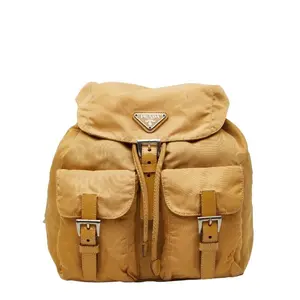 Pre-owned PRADA Leather, Nylon Travel Bags Double Front Pocket Backpack Tessuto Small by Rebag