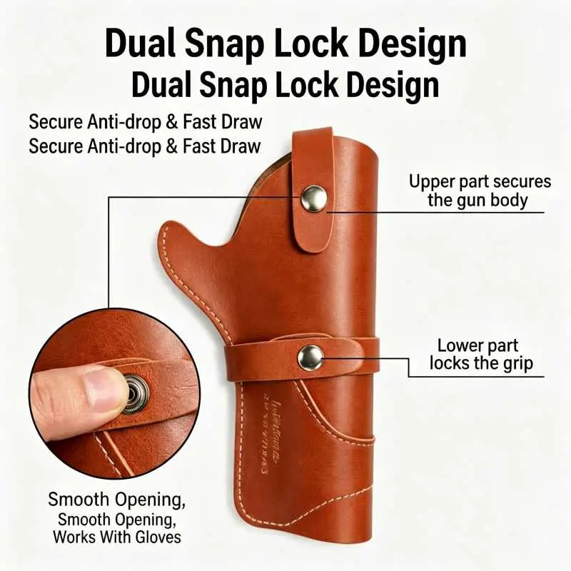 Cowboy Holster in Vintage Western Style, Premium Composite PU Leather with Dual Snap Closure, Compact Size for Fast Draw, Daily Carry & Cosplay, Vintage Style Outfit Matching