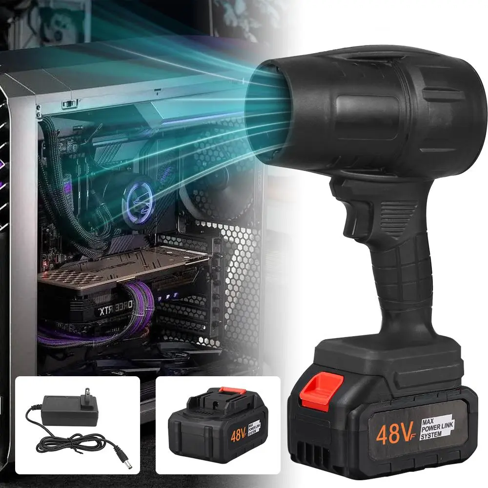Cordless leaf blowers, wireless turbine super air collectors, industrial jet blowers for outdoor car cleaning camping
