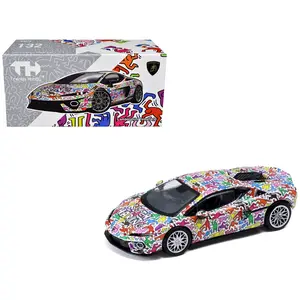 Lamborghini Temerario "Keith Haring Livery" White with Graphics 1/64 Diecast Model car by Trends Hobby