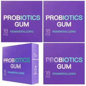 Remineralizing Gum with Xylitol Hydroxyapatite - Natural Mastic Mint Chewing Gum for Oral Care - Sugar Free Aspartame Plastic Free Dye Free Gluten Free (18 Count (Pack of 4), Probiotics)