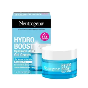 Neutrogena Hydro Boost Gel Cream, 48 Hr Hydration for Normal/Dry Skin, Fragrance Free, Face Moisturizer with Hyaluronic Acid, 1.7 oz. & Trial Size Hydro Boost Hydrating Gel Cleanser, 0.5 fl oz