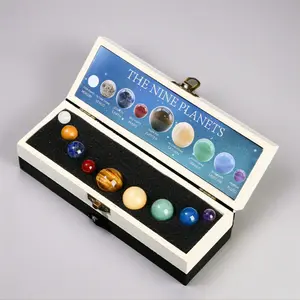Solar System Planet Crystal Ball Set Natural Crystal Mineral Specimen Perfect for Space Themed Parties Ideal Gift for Kids Friends and Lovers Great for Astronomy Enthusiasts and Collectors Crystal Bundle Box