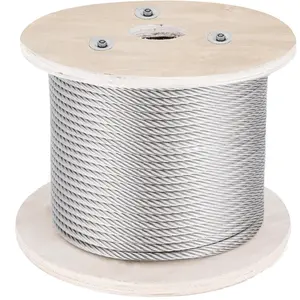 316 Stainless Steel Braided Wire Rope Cable, 5/32" Diameter, 1x19 Construction, 500 ft Reel, Rigging Rope