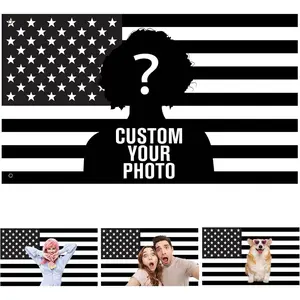 Custom Black and White American US Flag 3x5 Ft, Personalized Funny Flags Design Your Own Image Logo Photo Text Single/Double Sided Customized Flag Tapestry for Bedroom Room Dorm Outdoor Garden Decor