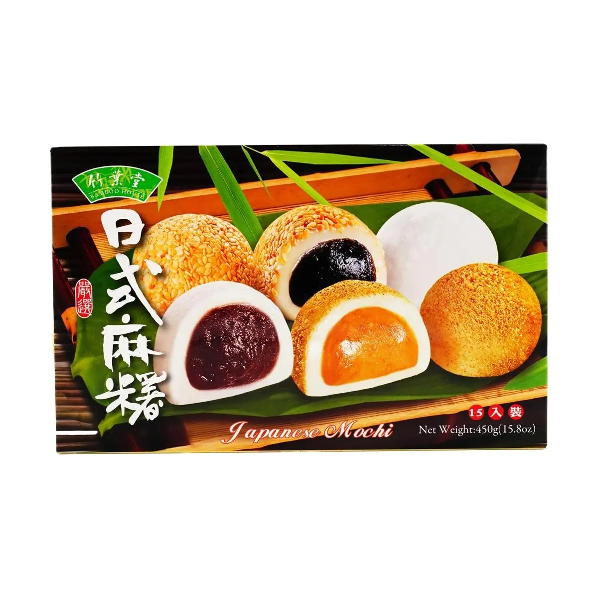 3 Pack Japanese Mochi Assorted 15.9oz Each - Red Bean Peanut Sesame Flavor, Chewy Rice Cake, Asian Dessert