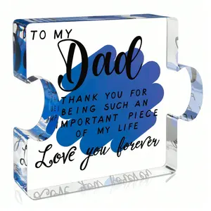 Acrylic Decorative Plaque Puzzle Block Gift for Dad, Unique Birthday or Father's Day Present, Cool Desk Decor From Daughter or Son, Perfect Gift for Papa