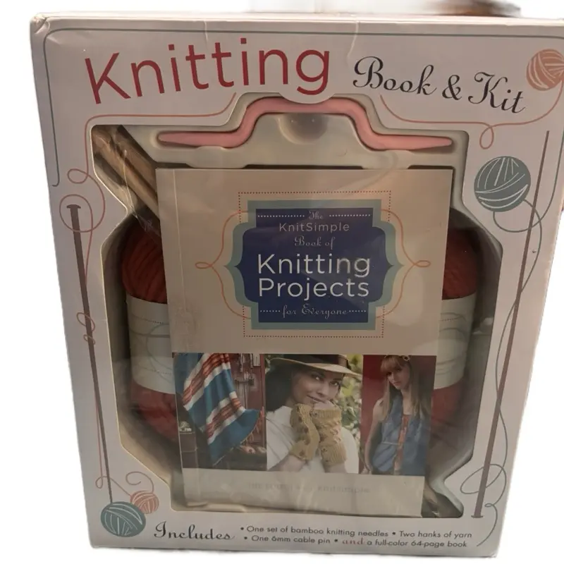 KnitSimple Knitting Book & Kit Project Set with Bamboo Needles Yarn Cable Pin and Full-Color Book for Beginners