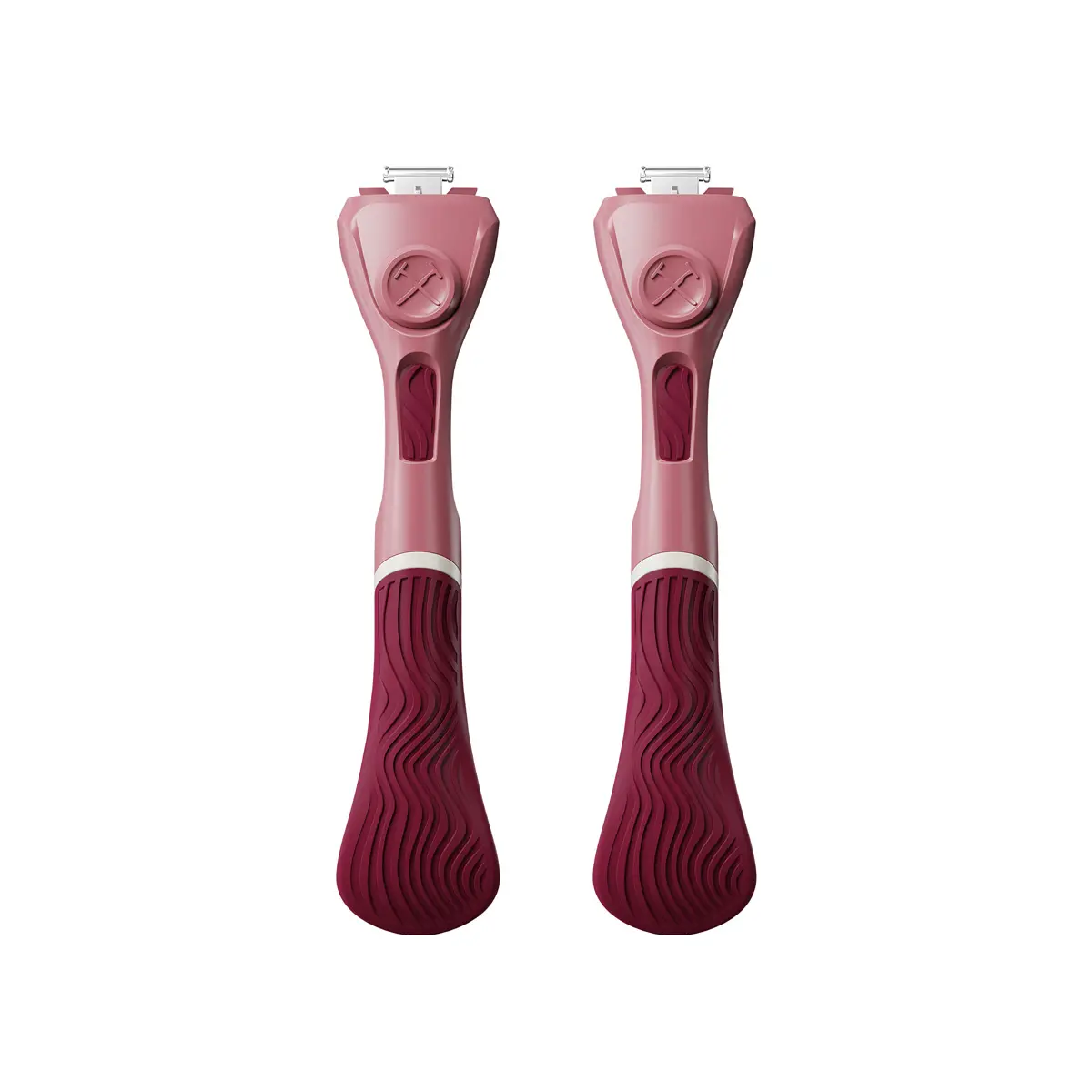Dollar Shave Club Women's Wavy Grip Razor Handle - Ergonomic No-Slip Razor Handle for Easy Body Shaving, Fits 4 & 6 Blade Refills, 2-Pack