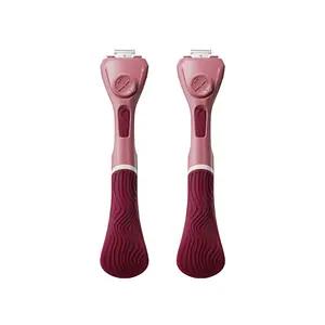Dollar Shave Club Women's Wavy Grip Razor Handle - Ergonomic No-Slip Razor Handle for Easy Body Shaving, Fits 4 & 6 Blade Refills, 2-Pack
