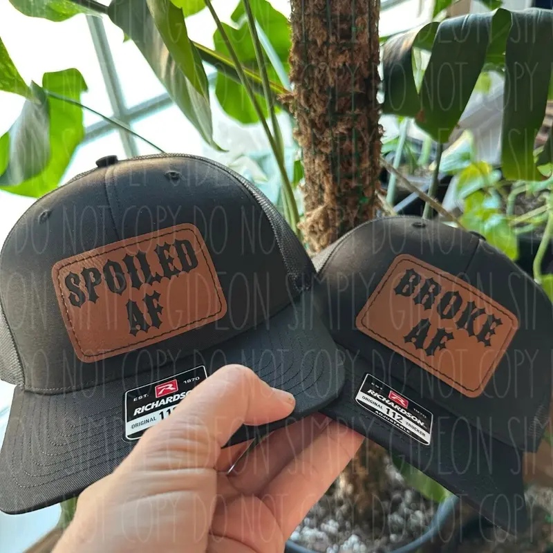 Couples Hat Set, 2-Pack Matching Snapback Baseball Caps with Spoiled & Broke AF Leather Patch Detail, Secure Snapfit for Everyday Wear, Fashion Matching Hat, Two-Pack