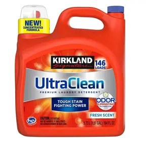 Kirkland Signature UltraClean HE Liquid Laundry Detergent 194 fl oz 146 Loads Fresh Scent Odor Eliminating Tough Stain Fighting Power