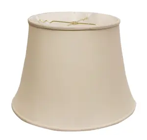 360 stand 16 in. Champagne & Beige Sloped Euro Bell Pongee Silk Lampshade - Warm Lighting, Traditional Home Decor, Harp-Compatible (Fits Harps), Soft Back