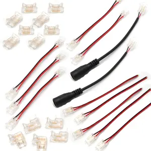 2-Pin 8mm Width COB  Connectors Kit - 25Pcs, 8Pcs Gapless, 10Pcs Connector+Cable, 5Pcs L-Shape, 2Pcs Female Plug (2P-8mm Width)