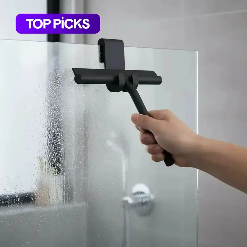 Handheld Shower Squeegee with Silicone Hook, 1 Count Glass Wiper for Hotel & Home, Water Removal Multipurpose Silicone Scraper for Window, Window Cleaning Tool