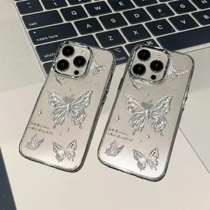 Butterfly Pattern Phone Case, 1 Count Decorative Phone Protector Cover, Phone Accessories Compatible with iPhone 11 12 13 14 15 Pro Max