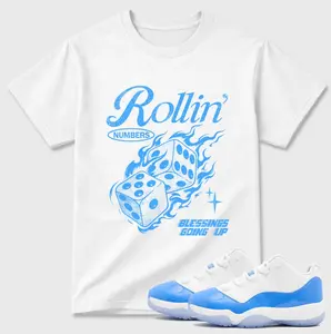 Carolina Blue White Outfit Tee, University Blue 11 Inspired Sneaker Outfit Tee, Blue Low Top Inspired Shirt, Sneakerhead Streetwear Tee