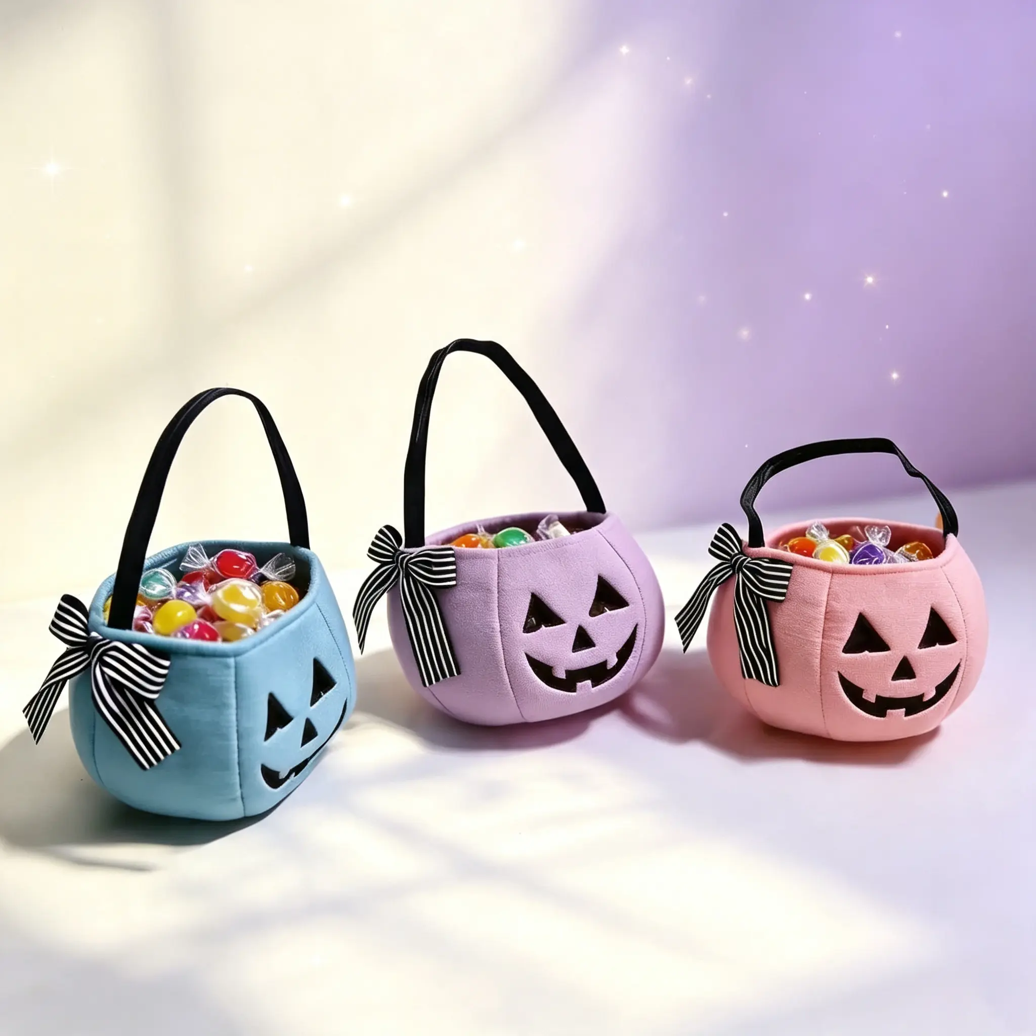 4 PCS Set of Plush Pumpkin Candy Buckets for Halloween — Trick-or-Treat Baskets for Kids tiktokshopbacktoschool