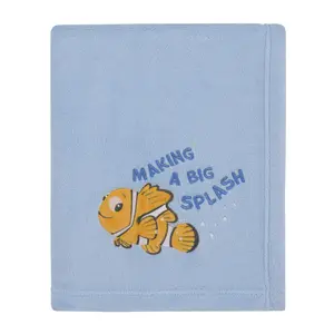 Finding Nemo Cutest Little Catch Light Blue, and Orange Super Soft Appliqued Baby Blanket