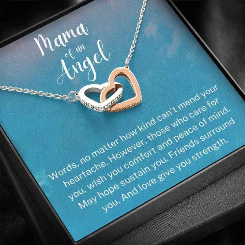 Interlocking Hearts Necklace, Mama Of An Angel, Child Loss Gift, Condolence Gift, Baby Loss Gift, Miscarriage Gift, Loss Of Baby, Sympathy