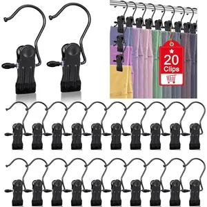 20 count Boot Hangers Clips for Closet, Heavy Duty Legging Organizer for Closet  Pants Hangers with Clips Clothes Pins Hanger Clips Laundry Hooks Bra Towel Socks Hats Tall Boots  Travel Black
