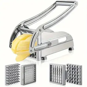 Stainless Steel Manual Potato Slicer - Easy Press-type Home Kitchen French Fry Maker, Ideal for Outdoor Picnics ，Kitchen Use essential tool