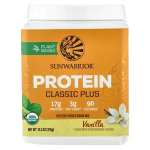 Sunwarrior Classic Plus Protein, Vanilla, 13.2 oz (375 g)