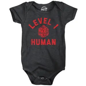 Level 1 Human Baby Bodysuit Funny Sarcastic Roleplay Game Graphic Jumper for Infants Funny Baby Onesies Funny Sarcastic Onesie Novelty Onesie Black -