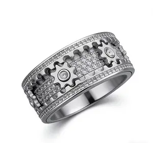 SHOW CRAFT Mechanical full-drill rotatable ring, anxiety-relieving mood-regulating ring