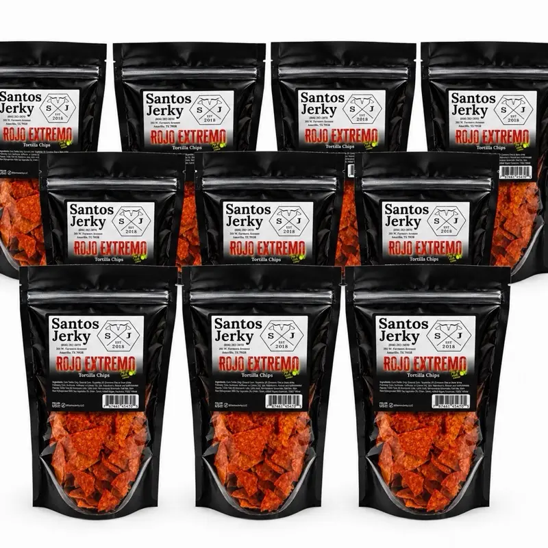 Santos Jerky Spicy Tortilla Chips 10 PACK BUNDLE  Snack Crunchy Crispy ( 3 oz Bag )