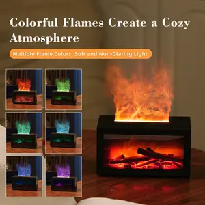 USB-powered electric flame fireplace humidifier, simulated fireplace flame humidifier, colorful LED fireplace, aromatherapy diffuser, Humidifier Atmosphere Light. Home decoration