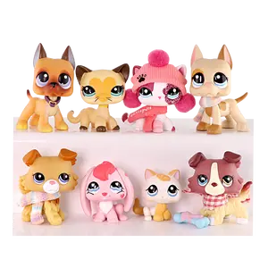 8 PC Mini Figures Pets, Great Dane Cat Collie Bunny Kitten Collie Bobble Head Figure Toy for Kids Birthday Gift