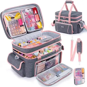 -Layer Sewing Bag with 2 Detachable Pouches – Large Sewing Organizer with Shoulder Strap, Elastic Loops & Dividers for Sewing Supplies, & Accessories