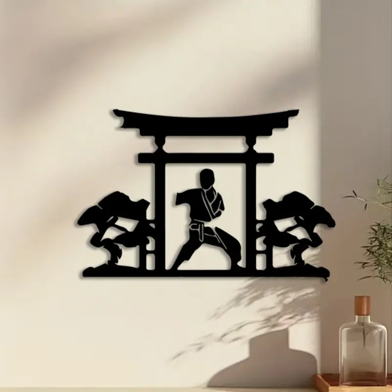 1pc Karate Boy Metal Wall Art, Karate Boy Statue Mural, Perfect for Kids Room Wall, Gym Wall, Gallery Wall, Birthday Decor, Ideal Gift for Martial Arts Lovers, Durable Metal
