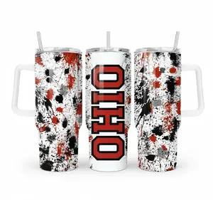 Ohio State 40oz Tumbler Stainless Steel Ice Cold 24h Full Wrap, Best Present for Ohio State Lover and Fan