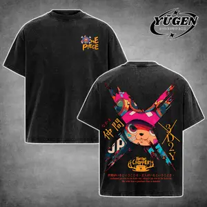 [Yūgen Store] Retro Tony Tony Chopper One Piece Acid Washed Oversized Hoodie & T-Shirt, Anime Manga Streetwear Graphic Tee, Heavyweight Cotton Unisex Shirt, Gift for Anime Fans