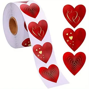 Heart Pattern Label Sticker, 2 Rolls Self-Adhesive Love Thermal Label Sticker, Ideal for Envelopes, Cards, Gift Wrapping